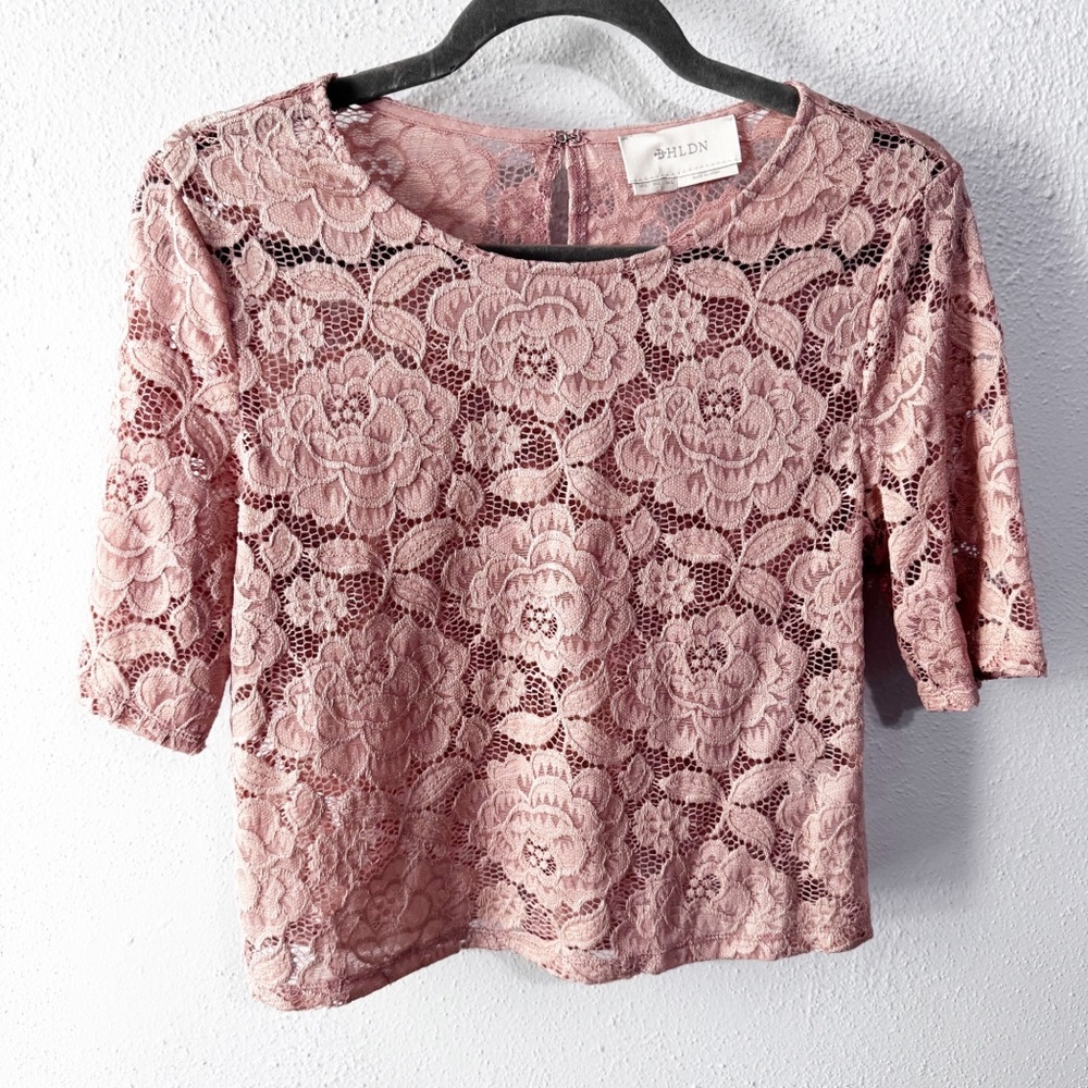 BHLDN Pink Embellished Crop Blouse large